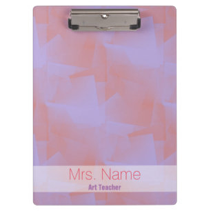 Abstract Pastel Pink Cubist Name Clipboard