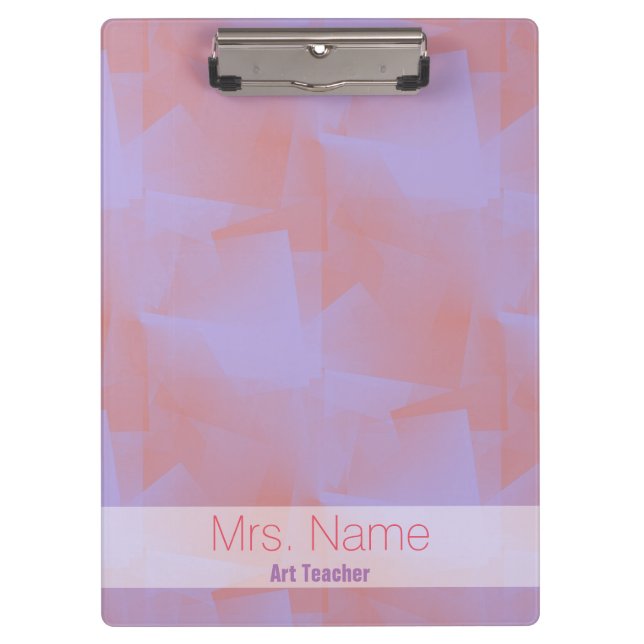 Abstract Pastel Pink Cubist Name Clipboard (Front)