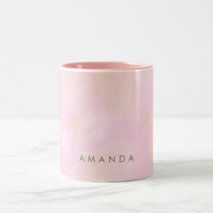 Abstract Pastel Pink Peach Watercolor Personalise Two-Tone Coffee Mug