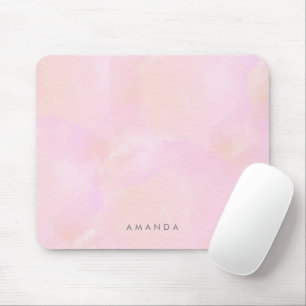 Abstract Pastel Pink Peach Watercolor Personalize Mouse Mat