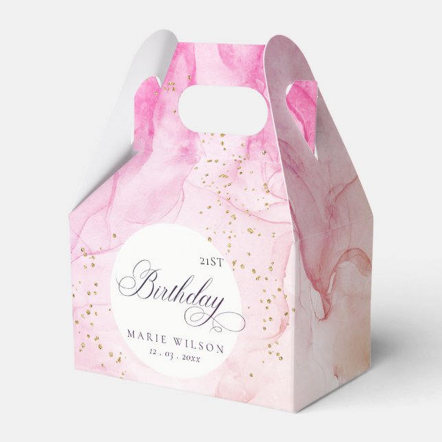 Abstract Pastel Pink Purple Any Age Birthday Favour Box (Front Side)