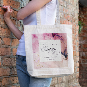 Abstract Pastel Pink Purple Navy Sweet 16 Birthday Tote Bag