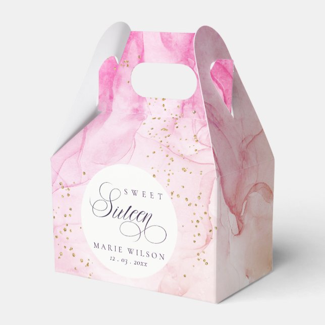 Abstract Pastel Pink Purple Sweet 16 Birthday Favour Box (Front Side)