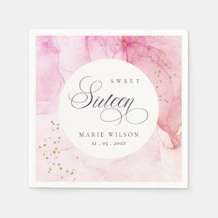 Abstract Pastel Pink Purple Sweet 16 Birthday Napkin