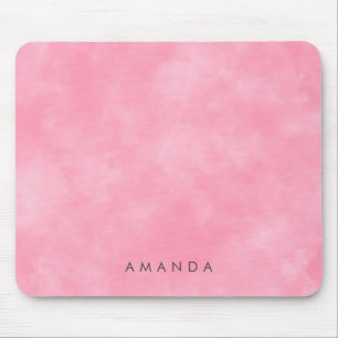 Abstract Pastel Pink Sky Clouds Personalised Text Mouse Mat