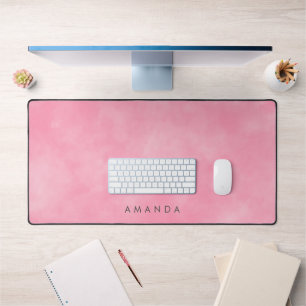 Abstract Pastel Pink Sky Clouds Personalized Text Desk Mat