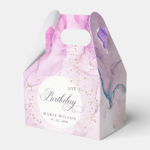 Abstract Pastel Purple Blue Teal Any Age Birthday Favour Box