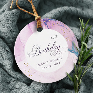 Abstract Pastel Purple Blue Teal Any Age Birthday Favour Tags