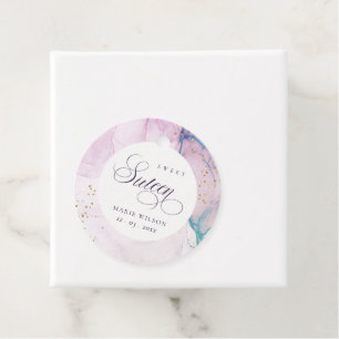 Abstract Pastel Purple Blue Teal Sweet 16 Birthday Favour Tags