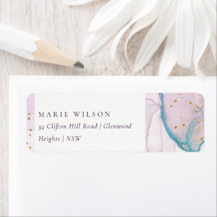Abstract Pastel Purple Blue Watercolor Address
