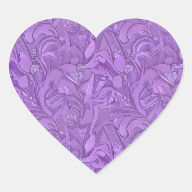 Abstract Pastel Purple Design Heart Sticker (Front)