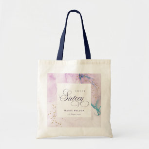 Abstract Pastel Purple Teal Blue Sweet 16 Birthday Tote Bag