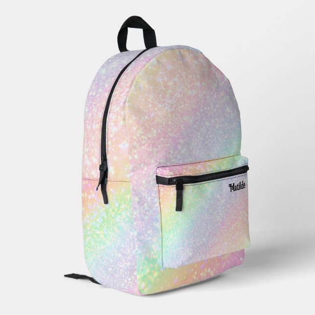abstract pastel rainbow printed backpack (Back Corner Left)