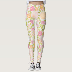 Abstract Pastel Spring Floral Design Leggings