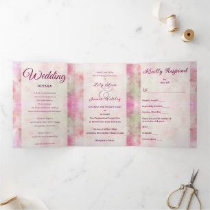 Abstract Pastel Springtime Wedding Tri-Fold Invitation