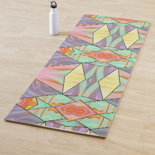Abstract Pastel Stained Liquid Marble Geometric Yoga Mat