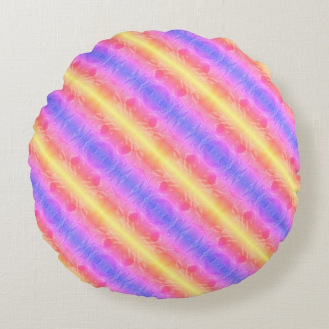 abstract pastel stripes  round cushion (Front)