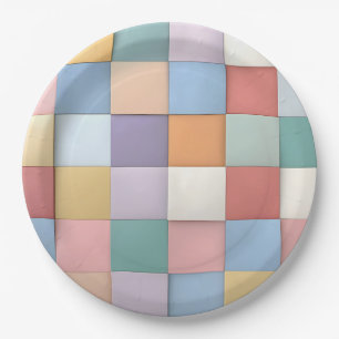 Abstract Pastel Tile Wall Pattern Paper Plate