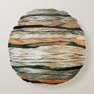Abstract pastel tones colour neutral geo dyed mela round cushion
