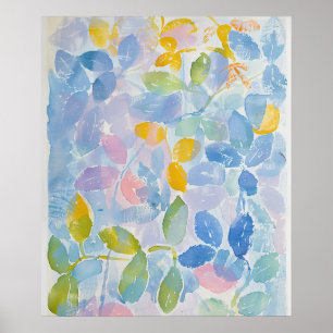 Abstract Pastel Watercolor Leaves Poster