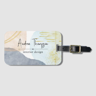 Abstract Pastel Watercolor Shapes Gold Foil Luggage Tag