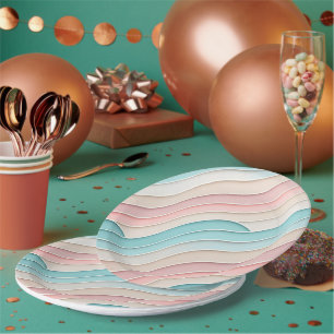 Abstract Pastel Waves – Elegant Modern Pattern  Paper Plate