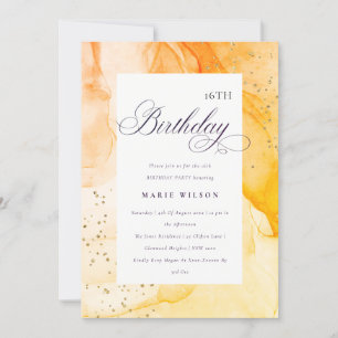 Abstract Pastel Yellow Orange Any Age Birthday Invitation