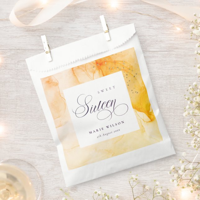 Abstract Pastel Yellow Orange Sweet 16 Birthday Favour Bags (Clipped)
