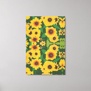 Abstract Patch of Yellow Sunflowers Painting Print