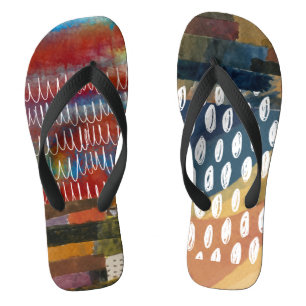 Abstract Patchwork Flip Flops