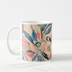 Abstract patchwork: geometric floral cream. coffee mug