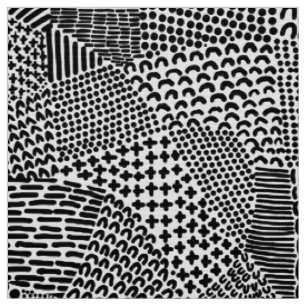 Abstract Patchwork Map - Black on White Fabric