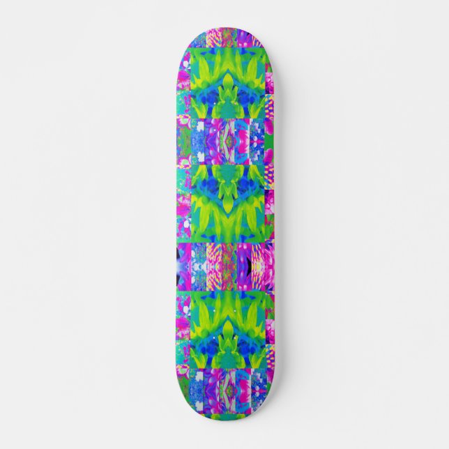 Abstract Patchwork Sunflower Garden Collage Skateboard (Front)