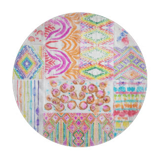 Abstract patchwork, watercolor tie dye pattern. cutting board