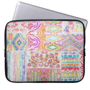 Abstract patchwork, watercolor tie dye pattern. laptop sleeve