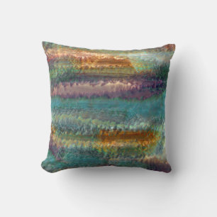 Abstract patina green copper leaves pattern cushion