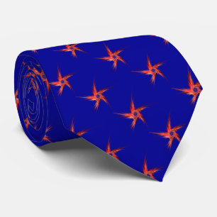 Abstract Patriotic Fractal Stars Necktie