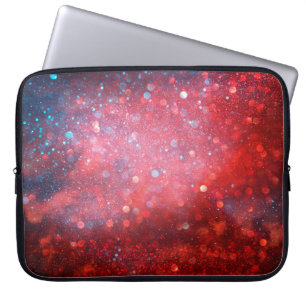 Abstract patriotic red and blue glitter laptop sleeve