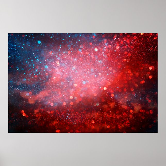 Abstract patriotic red and blue glitter poster (Front)