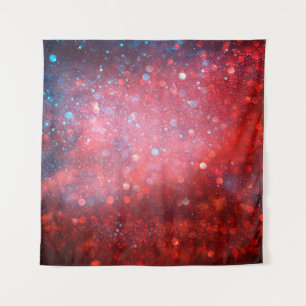 Abstract patriotic red and blue glitter tapestry