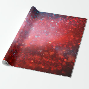 Abstract patriotic red and blue glitter wrapping paper