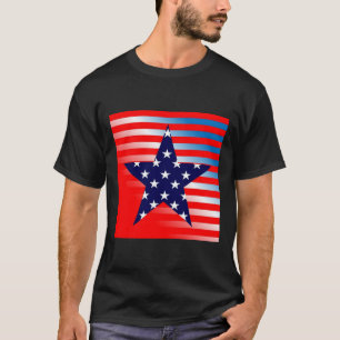 Abstract Patriotic Star on Red and Blue T-Shirt