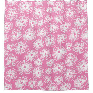 Abstract Pattern 101115 - White on Pink ef84b4 Shower Curtain