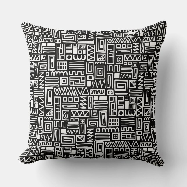 Abstract Pattern 110122 - White on Black Cushion (Front)