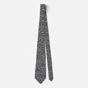 Abstract Pattern 110122 - White on Black Tie