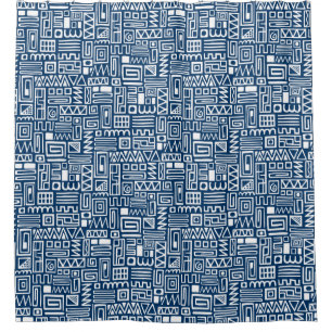 Abstract Pattern 110122 - White on Indigo Blue Shower Curtain