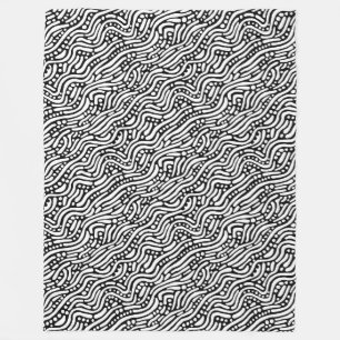 Abstract Pattern 110523 - White on Black Fleece Blanket