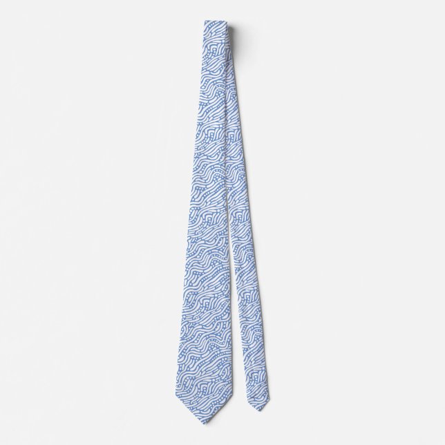 Abstract Pattern 110523 - White on Cornflower Blue Tie (Front)