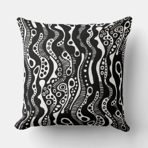 Abstract Pattern 130621 - Black on White Cushion