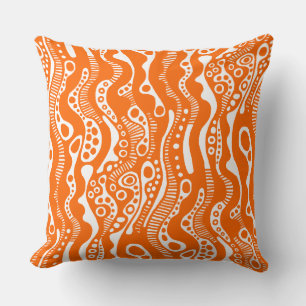 Abstract Pattern 130621 - Orange an White Cushion